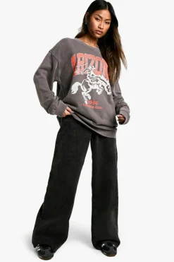 Sweatshirts|Hoodies & Sweatshirts*boohoo Arizona Cowgirl Club Overdyed Sweatshirt chocolate