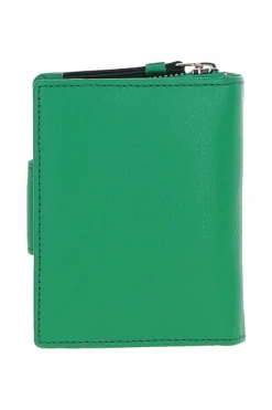 Handbags*Ashwood Leather Arte in Pelle' RFID Secure Leather Wallet/Purse with Zip and Stud Closure Green