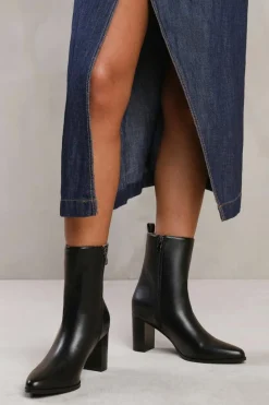Heeled Boots|Ankle Boots*Where's That From Artic' Wide Fit Block Heel Ankle Boot Black