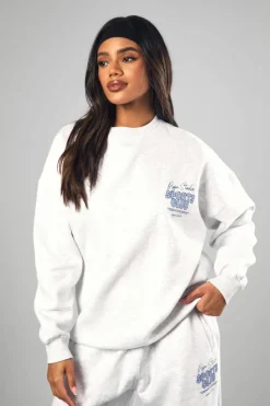Sweatshirts|Dsgn Studio*boohoo Dsgn Studio Sports Bubble Slogan Oversized Sweatshirt ash grey