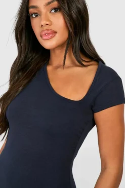 Bodycon Dresses*boohoo Assymetric Cap Sleeve Ruched Modal Mini Dress navy