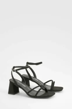 Heels*boohoo Asymmetric 2 Part Block Heels black