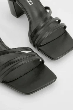 Heels*boohoo Asymmetric Strappy Detail Two Part Block Heels black