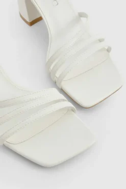 Heels*boohoo Asymmetric Strappy Detail Two Part Block Heels white