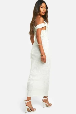 Bodycon Dresses|Maxi Dresses*boohoo Asymmetric Textured Midaxi Dress cream