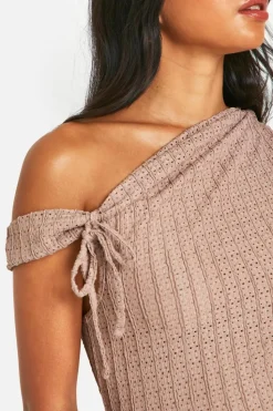 Bodycon Dresses*boohoo Asymmetric Textured Midaxi Dress mocha