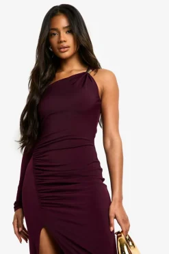 Maxi Dresses|Long Sleeve Dresses*boohoo Asymmetric Trim Detail Maxi Dress plum
