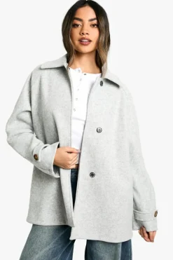 Up To 80% Off Winter Warmers|Wool Look Coats*boohoo Asymmetric Wool Look Jacket grey marl