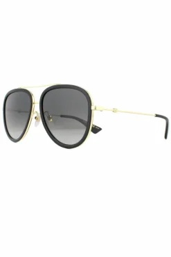 Sunglasses*Gucci Aviator And Gold Grey Gradient Polarized Sunglasses Black