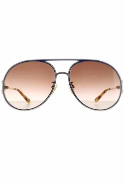 Sunglasses*Chloe Aviator Blue Brown Gradient CH0145S Sunglasses Gold