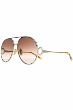 Sunglasses*Chloe Aviator Blue Brown Gradient CH0145S Sunglasses Gold