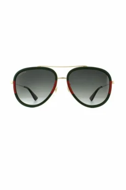 Sunglasses*Gucci Aviator Green Red Green Gradient Sunglasses Gold