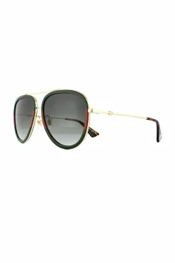 Sunglasses*Gucci Aviator Green Red Green Gradient Sunglasses Gold