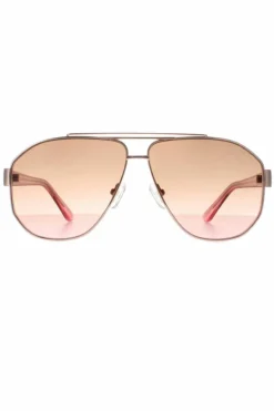 Sunglasses*Guess Aviator Rose Brown Gradient GF6145 Gold