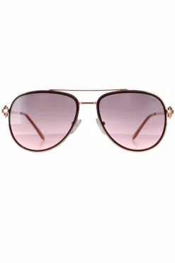 Sunglasses*Guess Aviator Shiny Rose Bordeaux Mirror GF0344 Gold
