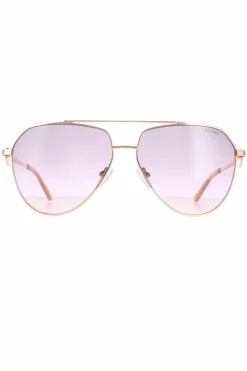 Sunglasses*Guess Aviator Shiny Rose Bordeaux Gradient GF6140 Gold