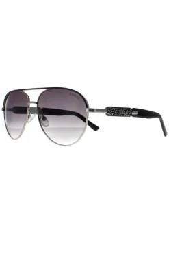Sunglasses*Guess Aviator Black Grey Gradient GF0287 Silver