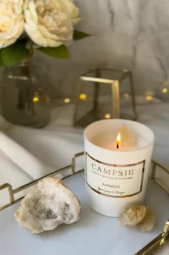Candles & Diffusers|Candles*CAMPSIE Candles Awaken Citrine Crystal Candle - Lemongrass & Ginger White