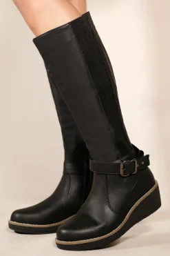 Heeled Boots|All Boots*Where's That From Ayleen' Wedge Heel Knee High Boots Black