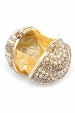 Handbags|Clutch Bags*Kitise Ball Shape Pearl Beaded Clutch Handbag With Round Diamanti Handle Gold