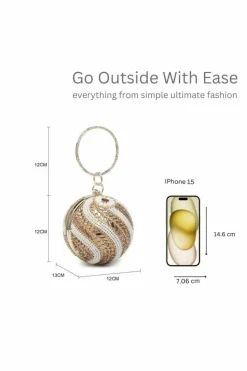 Clutch Bags*Kitise Ball Shape Spiral Crystals Pattern Clutch Bag Gold