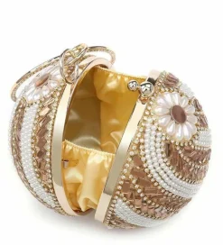 Clutch Bags*Kitise Ball Shape Spiral Crystals Pattern Clutch Bag Gold
