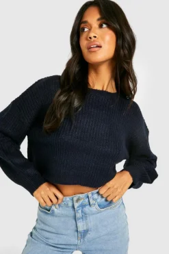 Jumpers|Jumpers & Cardigans*boohoo Balloon Sleeve Crop Jumper navy