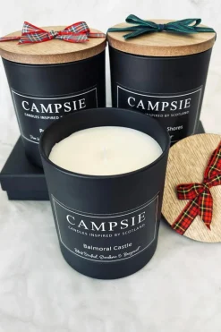 Candles & Diffusers|Candles*CAMPSIE Candles Balmoral Castle Dark Orchid Scottish Tartan Candle Black