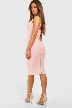 Midi Dresses*boohoo Bandage Double Strap Midi Dress rose