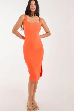 Midi Dresses*Pink Vanilla Bandage Midi Dress Orange