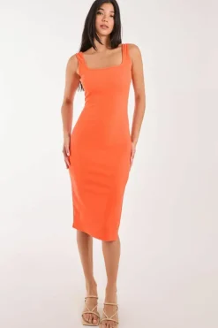 Midi Dresses*Pink Vanilla Bandage Midi Dress Orange