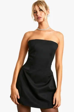 A Line Dresses|Skater Dresses*boohoo Bandeau A-line Mini Dress black