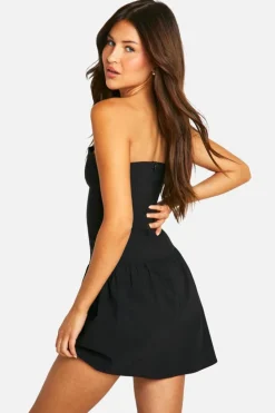 Skater Dresses*boohoo Bandeau Bengaline Skater Dress black