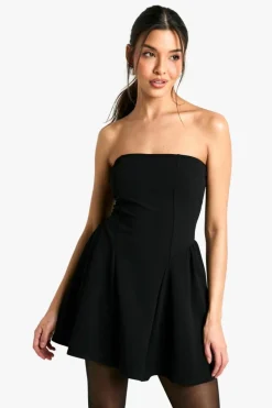 Skater Dresses*boohoo Bandeau Full Skirt Mini Dress black