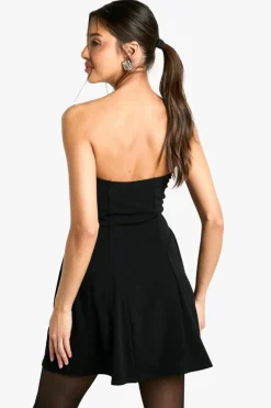 Skater Dresses*boohoo Bandeau Full Skirt Mini Dress black