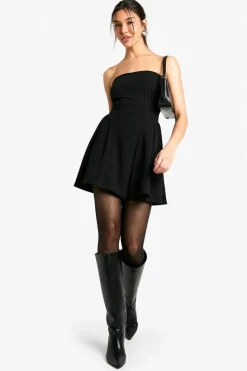 Skater Dresses*boohoo Bandeau Full Skirt Mini Dress black