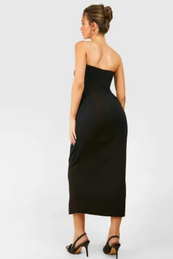 Blazer Dresses*boohoo Bandeau Maxi Blazer Dress black