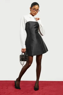 A Line Dresses|Skater Dresses*boohoo Bandeau Satin A-Line Mini Dress black