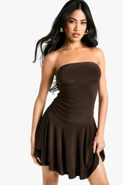 Skater Dresses*boohoo Bandeau Skater Mini Dress chocolate
