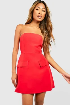 Mini Dresses|Suits & Tailoring*boohoo Bandeau Tailo Mini Dress red