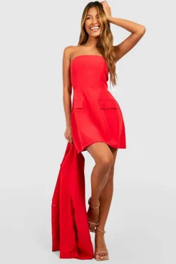 Mini Dresses|Suits & Tailoring*boohoo Bandeau Tailo Mini Dress red