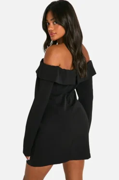 Blazer Dresses|Mini Dresses*boohoo Bardot Blazer Dress black