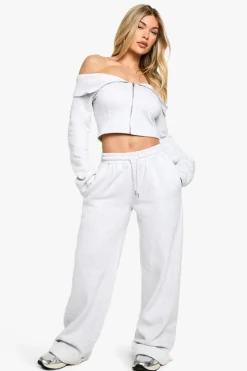 Sweatshirts*boohoo Bardot Long Sleeve Zip Through Sweatshirt ash grey