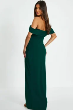 Maxi Dresses*Quiz Bardot Ruched Maxi Dress Green