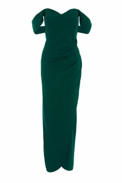 Maxi Dresses*Quiz Bardot Ruched Maxi Dress Green