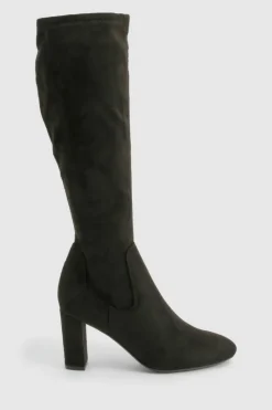 Heels|Over The Knee Boots*boohoo Basic Block Heel Knee High Boots black