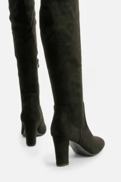 Heels|Over The Knee Boots*boohoo Basic Block Heel Over The Knee Boots black