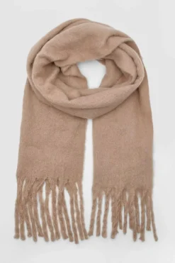Scarves|Scarves*boohoo Basic Brushed Fringe Chunky Scarf brown