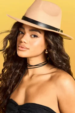 Hats & Gloves|Hats & Gloves*boohoo Basic Buckle Detail Fedora tan