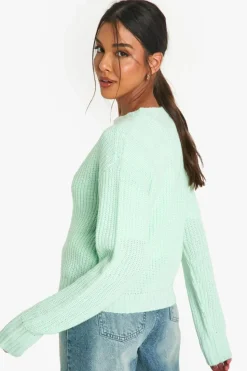 Cardigans|Knitwear*boohoo Basic Button Through Crop Cardigan mint